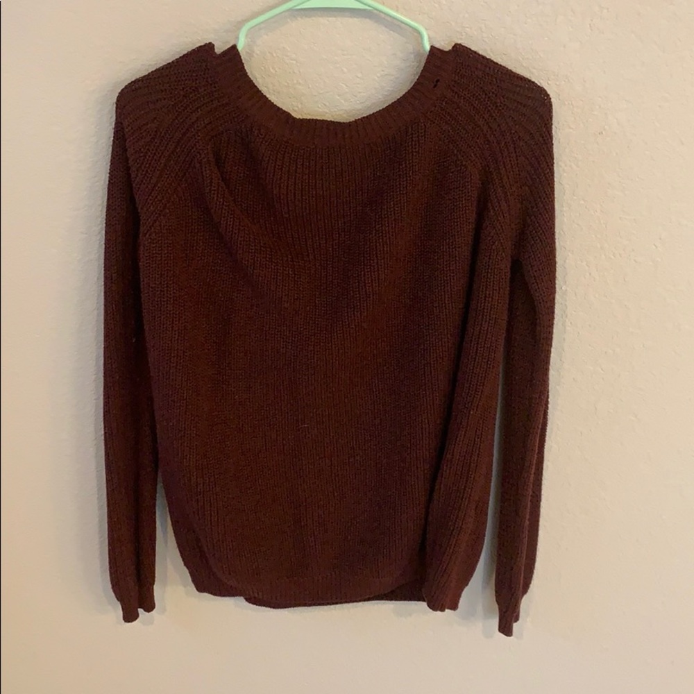 V-back wine red sweater